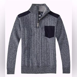 Men's Half Zip Pullover Knit Sweater Soft Brushed Flannel Lining Gioberti NEW